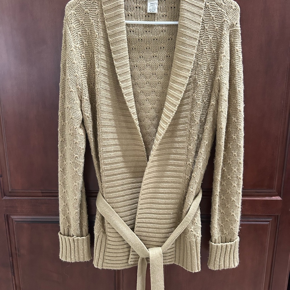 Cozy Tan Knit Cardigan Sweater